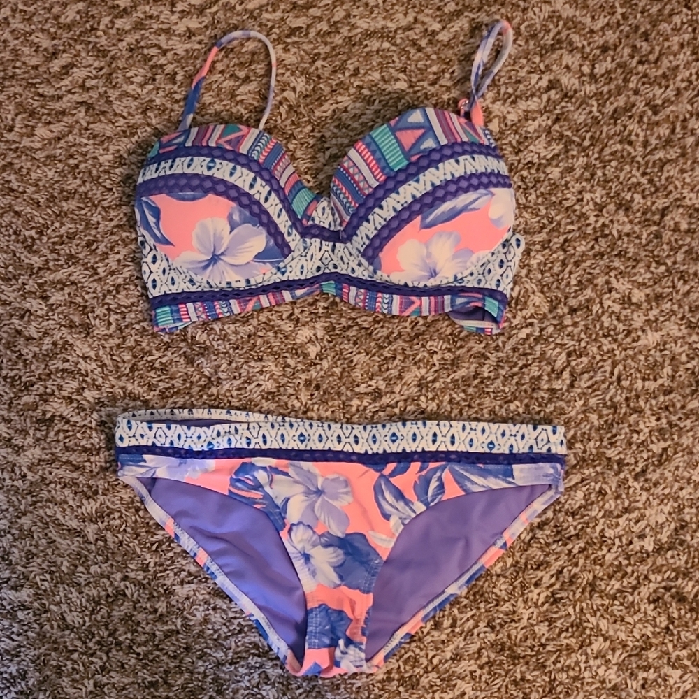OP Blue and Purple Patterned Bikini